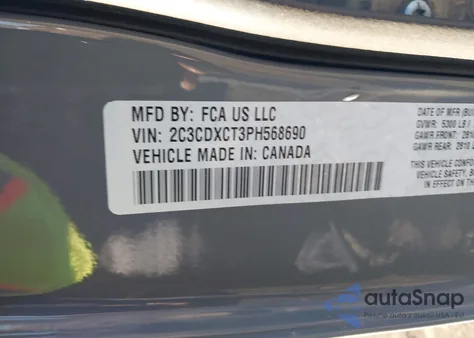 2023 Dodge Charger R/T z USA, uszkodzony, nr VIN 2C3CDXCT3PH568690